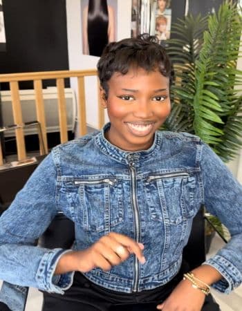 Coupe pixie afro — shampooing + wrap